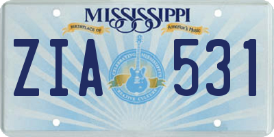 MS license plate ZIA531