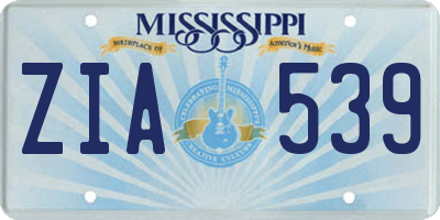 MS license plate ZIA539