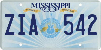 MS license plate ZIA542