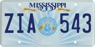 MS license plate ZIA543