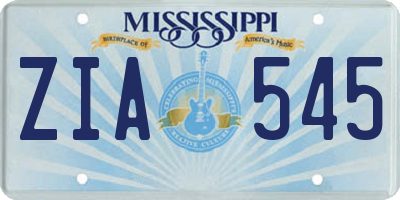 MS license plate ZIA545