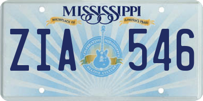 MS license plate ZIA546