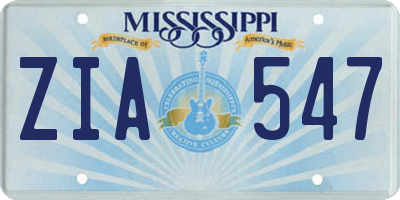 MS license plate ZIA547