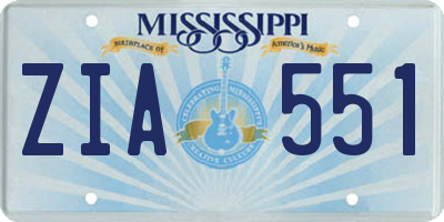 MS license plate ZIA551