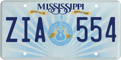MS license plate ZIA554