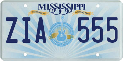 MS license plate ZIA555