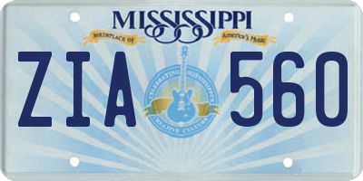 MS license plate ZIA560