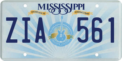 MS license plate ZIA561