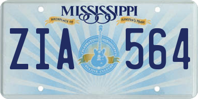MS license plate ZIA564