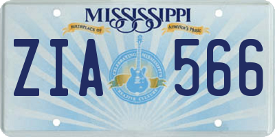 MS license plate ZIA566