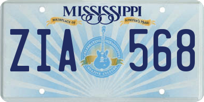 MS license plate ZIA568