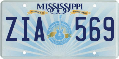 MS license plate ZIA569