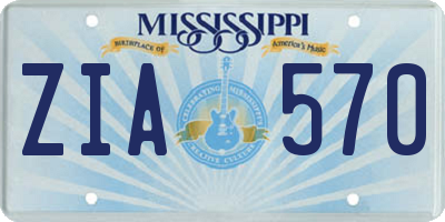 MS license plate ZIA570