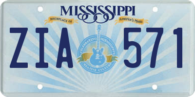 MS license plate ZIA571