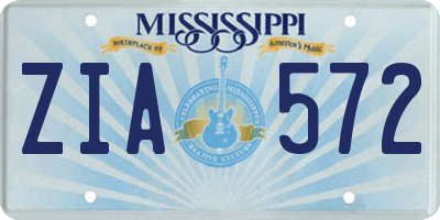 MS license plate ZIA572