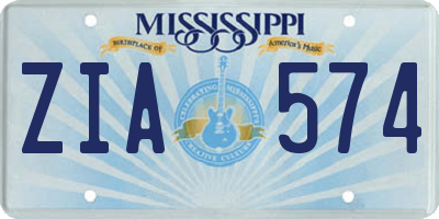 MS license plate ZIA574