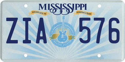 MS license plate ZIA576