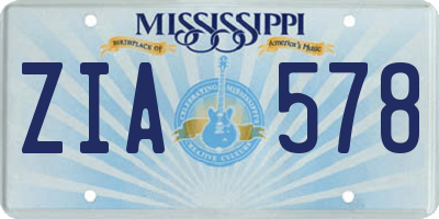 MS license plate ZIA578