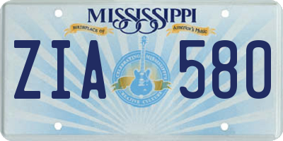 MS license plate ZIA580