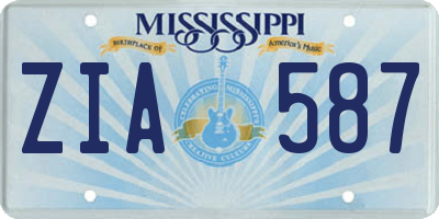 MS license plate ZIA587