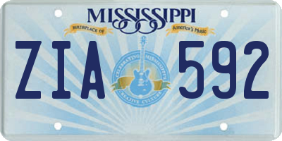 MS license plate ZIA592