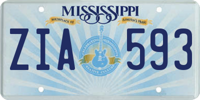 MS license plate ZIA593