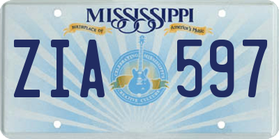 MS license plate ZIA597