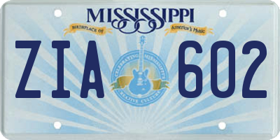 MS license plate ZIA602