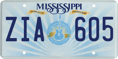 MS license plate ZIA605