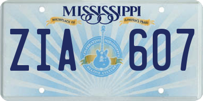 MS license plate ZIA607