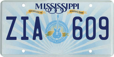 MS license plate ZIA609