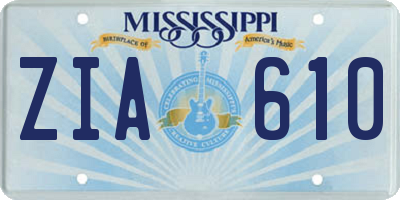 MS license plate ZIA610