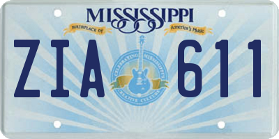 MS license plate ZIA611