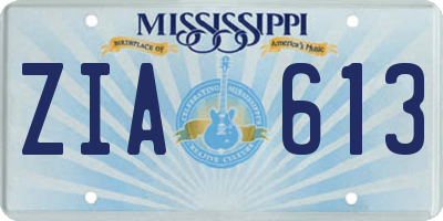 MS license plate ZIA613