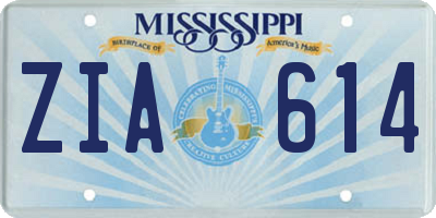 MS license plate ZIA614