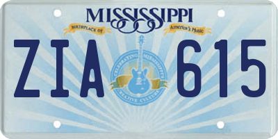 MS license plate ZIA615