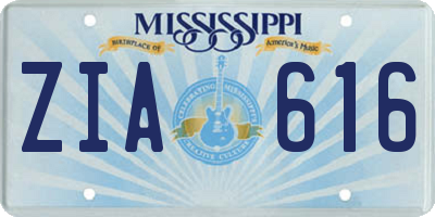 MS license plate ZIA616