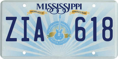 MS license plate ZIA618
