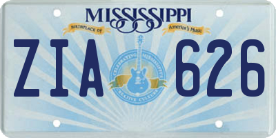 MS license plate ZIA626