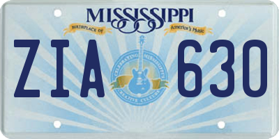 MS license plate ZIA630