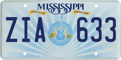 MS license plate ZIA633