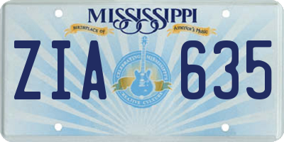 MS license plate ZIA635