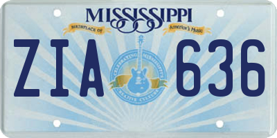 MS license plate ZIA636