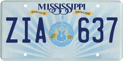MS license plate ZIA637