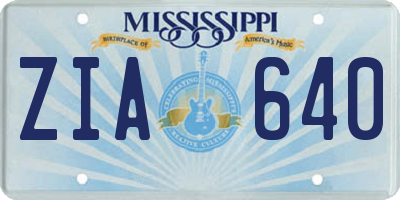 MS license plate ZIA640