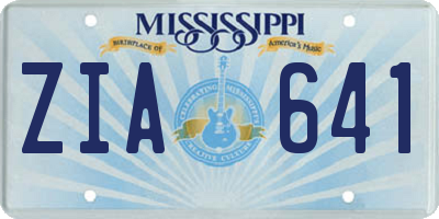 MS license plate ZIA641