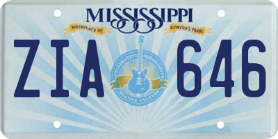 MS license plate ZIA646