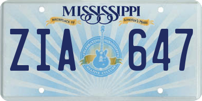 MS license plate ZIA647