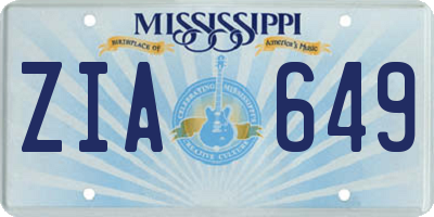 MS license plate ZIA649
