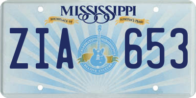 MS license plate ZIA653
